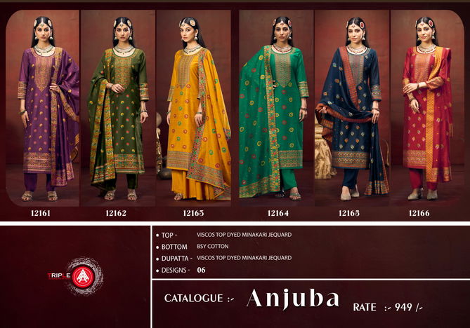 Anjuba By Triple Aaa Viscose Minakari Jacquard Dress Material Wholesale Price In Surat